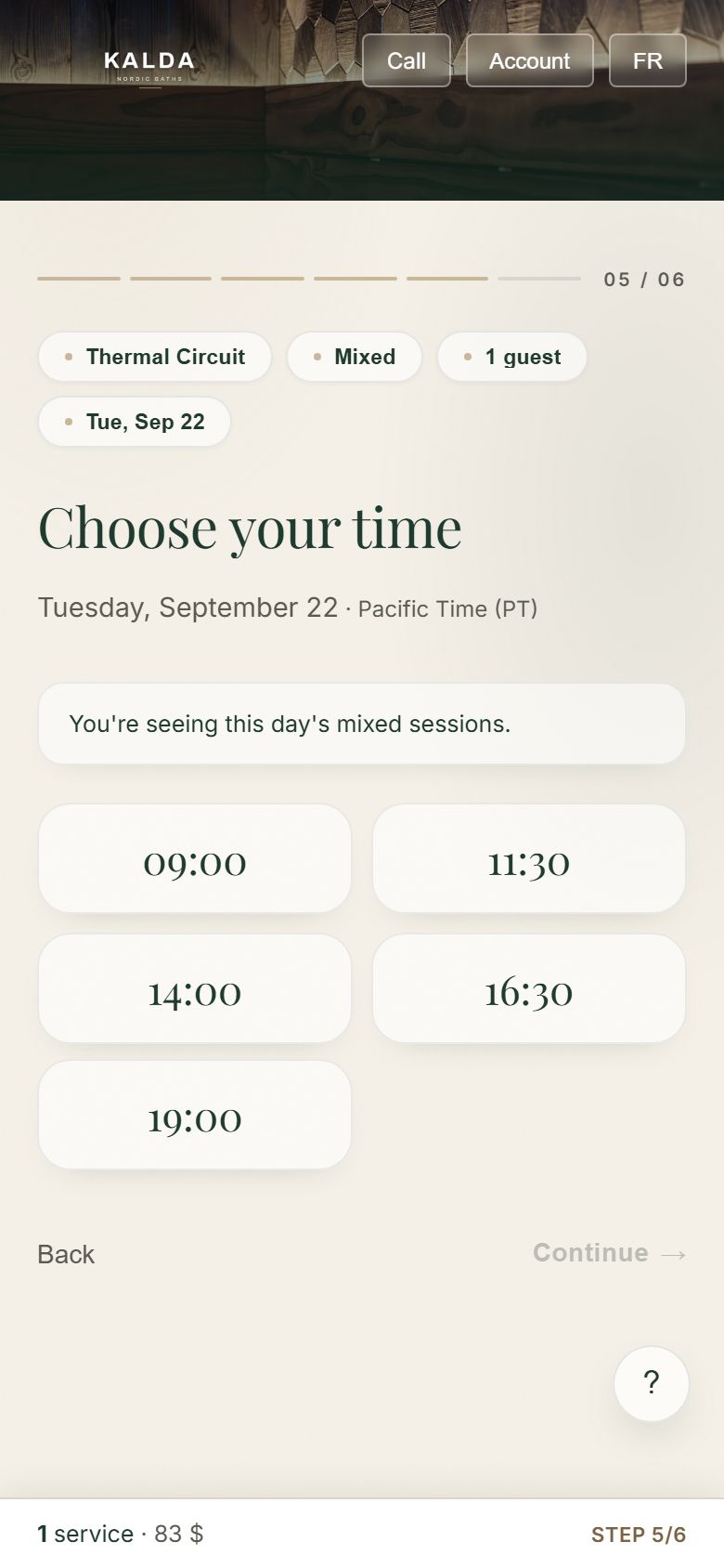Available times